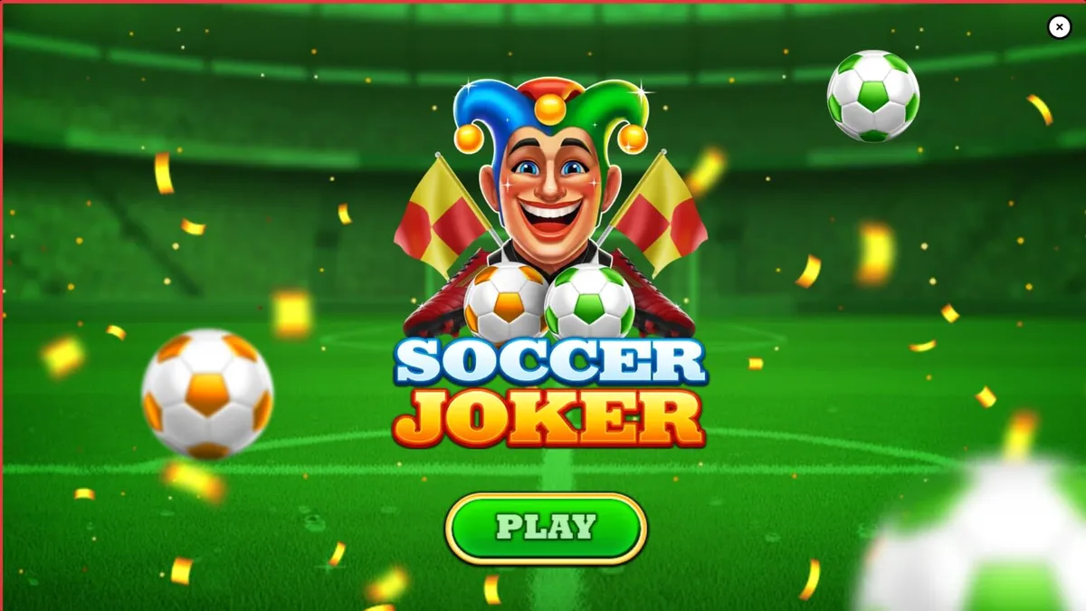 Interface de jogo do slot Soccer Joker com tema de futebol e neon