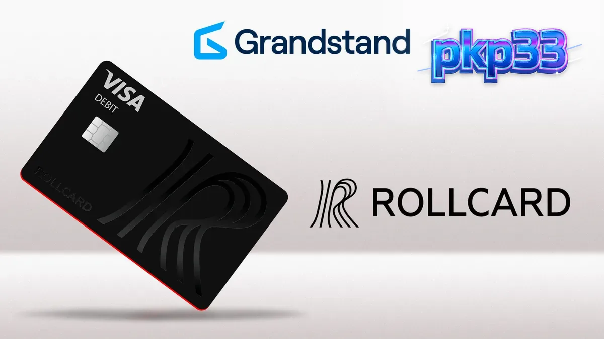 Cartão de débito Rollcard sobre uma mesa de jogos