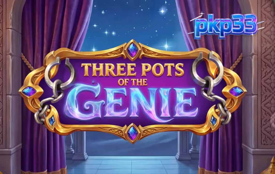 Interface do jogo de slot Three Pots of the Genie com potes coloridos e tema árabe